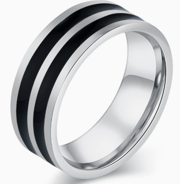 Men’s silver and black ring